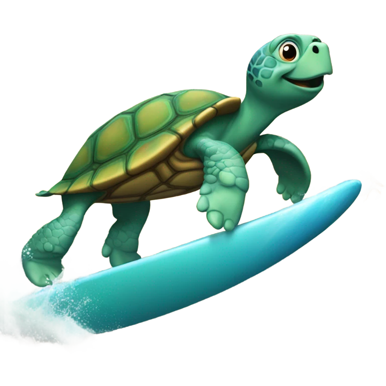Surfing turtle emoji