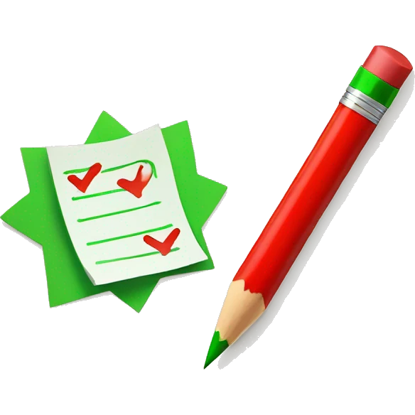 Wish list with red checkmarks and green pencil emoji