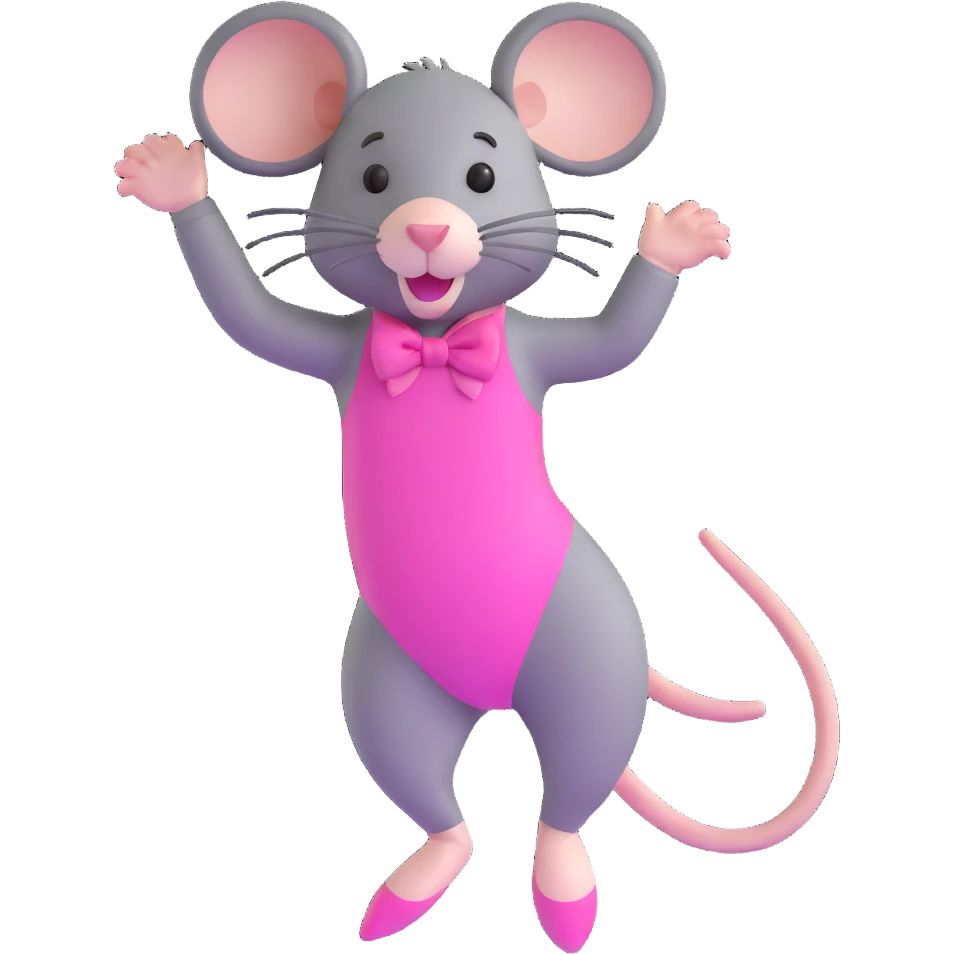 rat with a pink bow wearing a gymnastics leotard emoji
