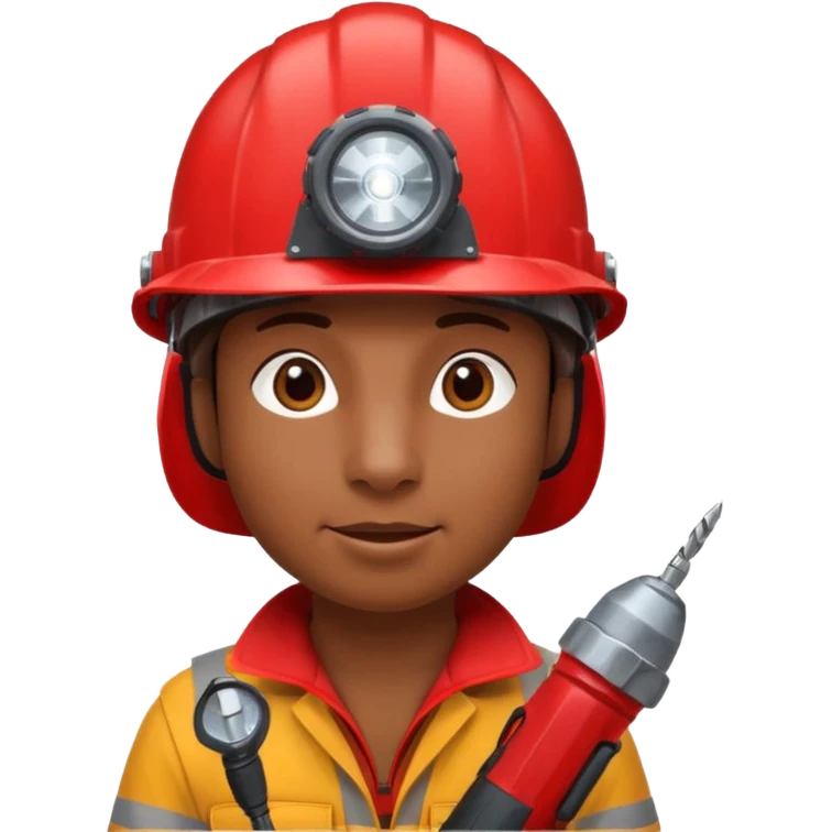 a mole with drill, red helmet, headlamp emoji