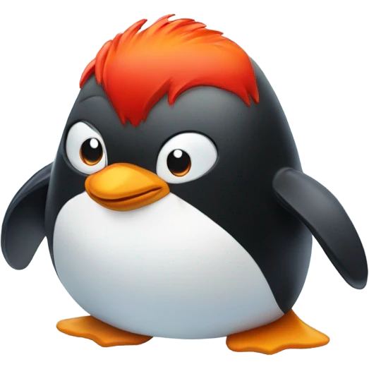 Penguin with red hair fishing  emoji