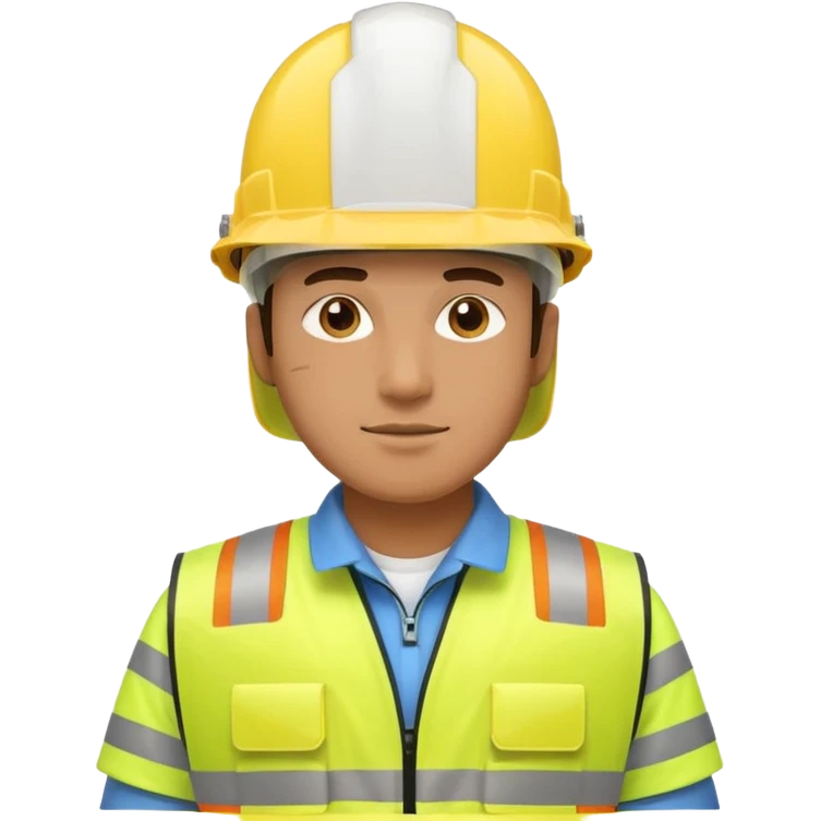 Guy with yellow reflective vest and white protection helmet emoji