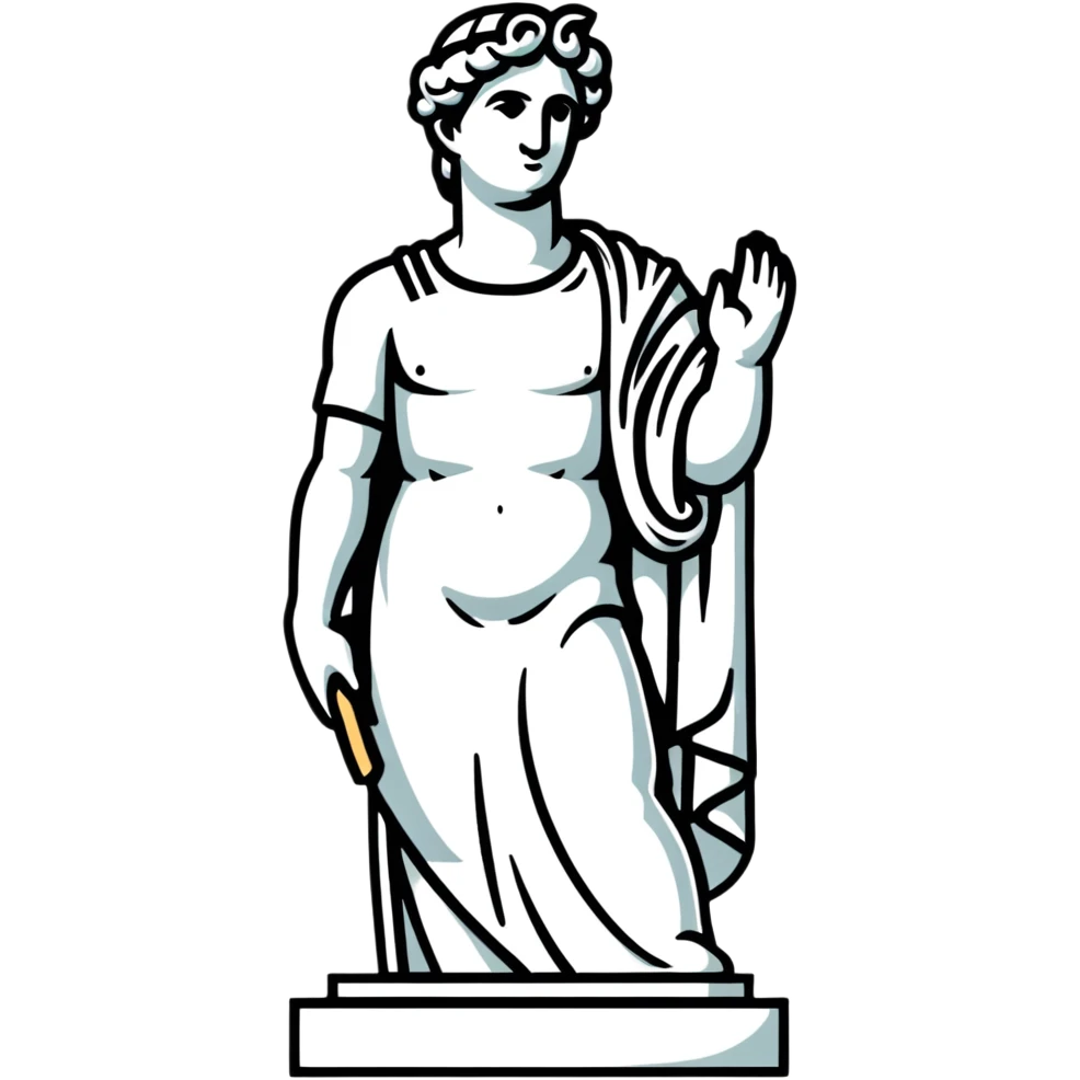 Full view of Michelangelo's David statue, Renaissance masterpiece, artistic stylized representation of the biblical hero emoji