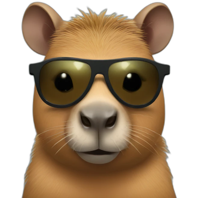 Capybara with sunglasses and Batman costume emoji