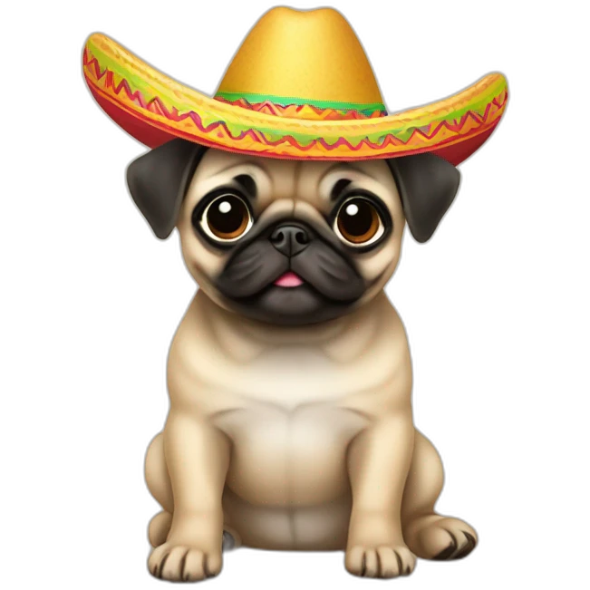 Baby pug with a sombrero emoji