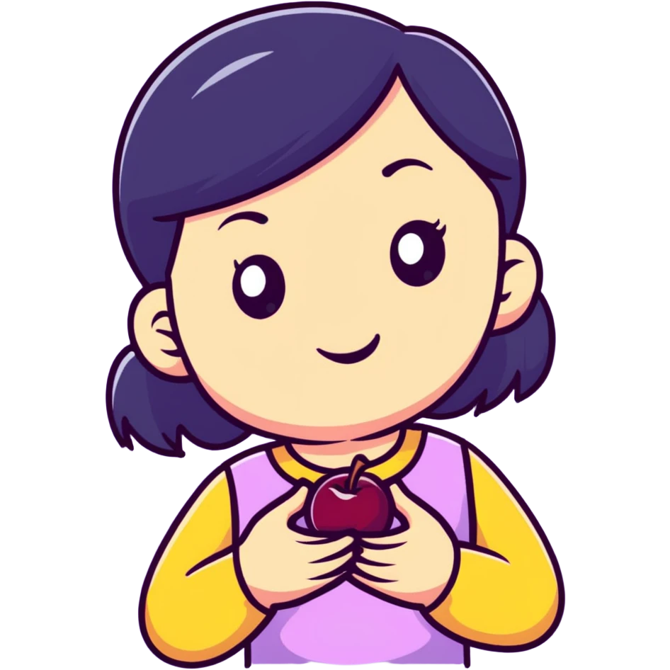 Girl with plum in hand emoji