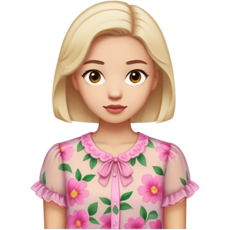 White very short sleeved pink floral chiffon blouse emoji