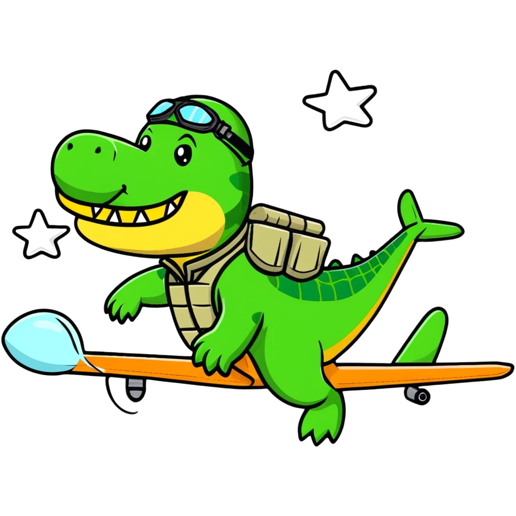 crocodile pilot dropping bombs from airplane emoji