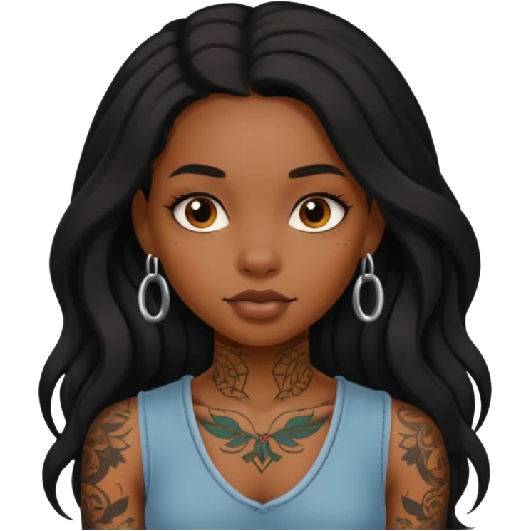 Tattooed princesses black girl with long hair  emoji