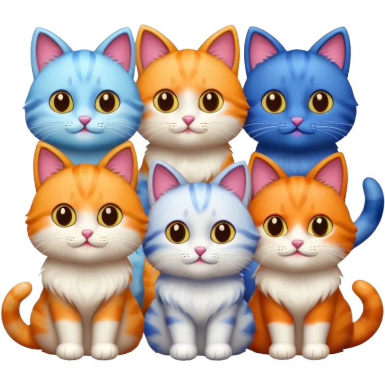 6 different colour cats emoji
