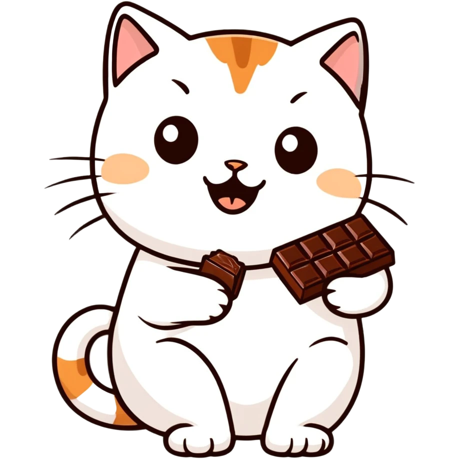 Котик ест шоколад emoji