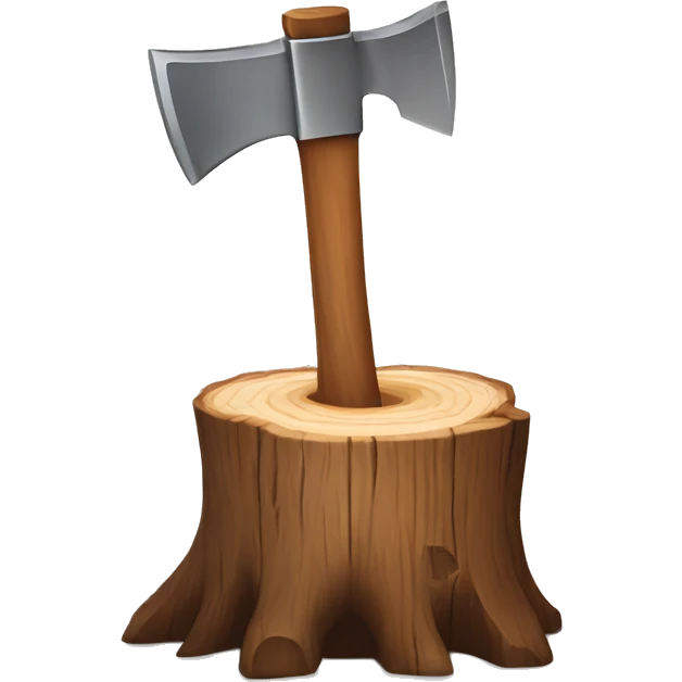 wood stump with axe cutting into it emoji