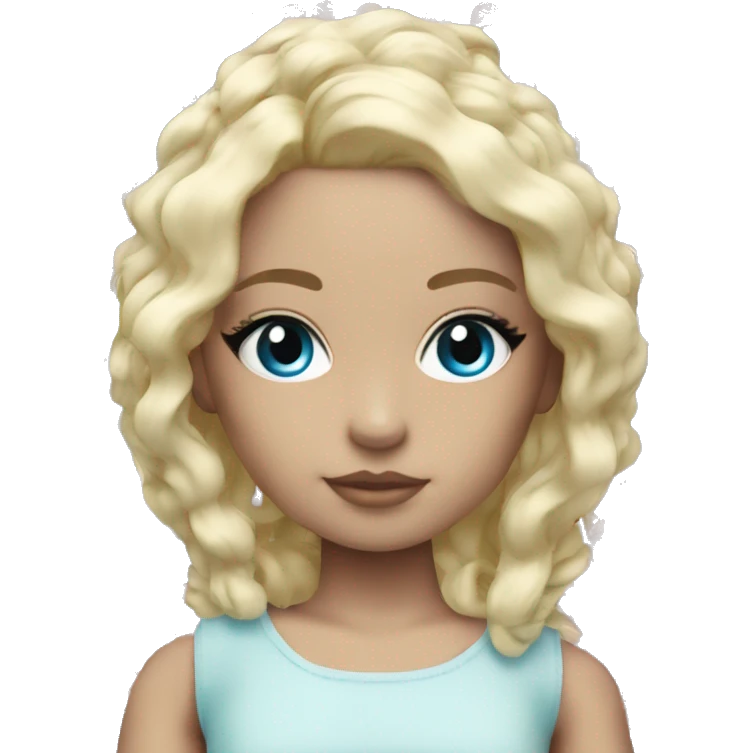 ocean blue doll eyes, blonde hair, feminine, pink, girl, angelic emoji
