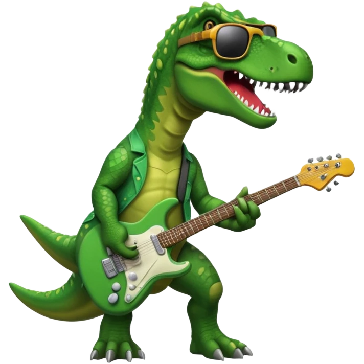 Rock and roll T-rex with electric guitar  emoji