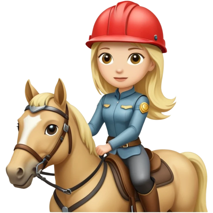 A blonde haired women wearing a helmet riding a horse emoji