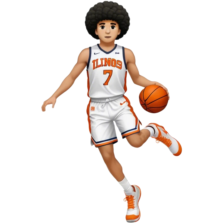 Will Riley Illinois basketball #7 mulatto with Afro full body shot emoji