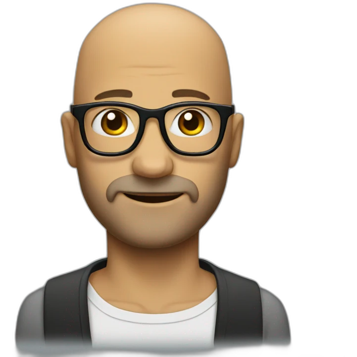 bald man with a beard and squared black glasses emoji