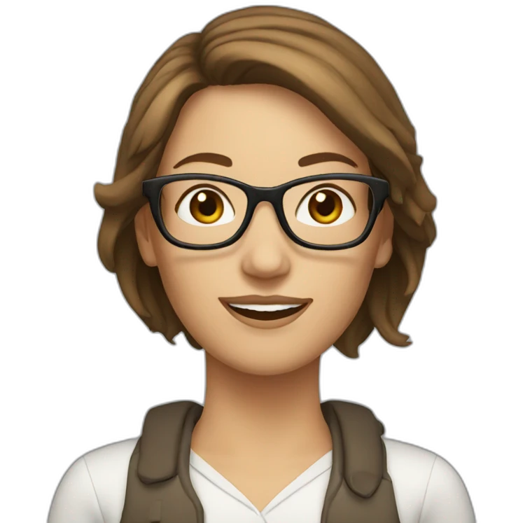 white woman with brown hair and glasses emoji