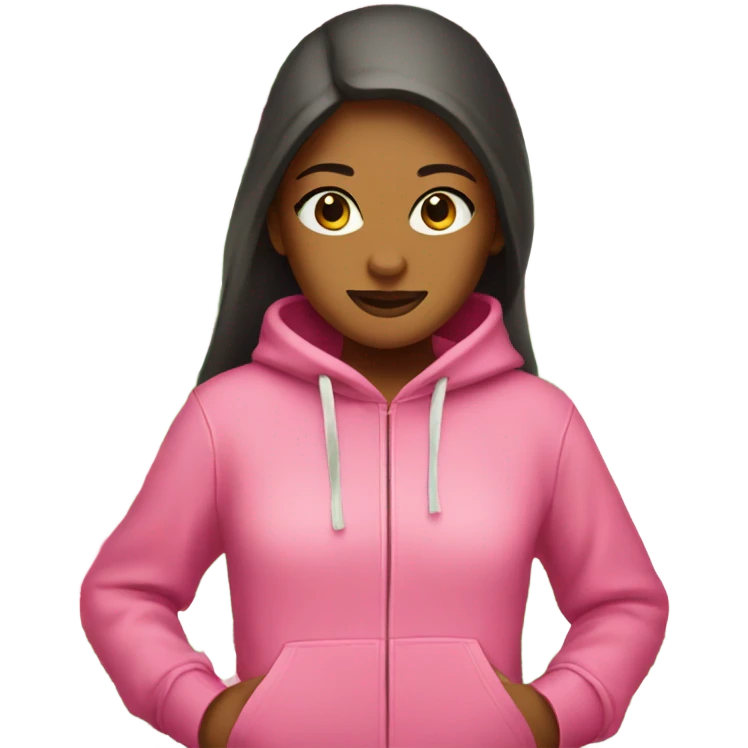 girl with pink hoodie with a hibicus flower on the hoodie emoji