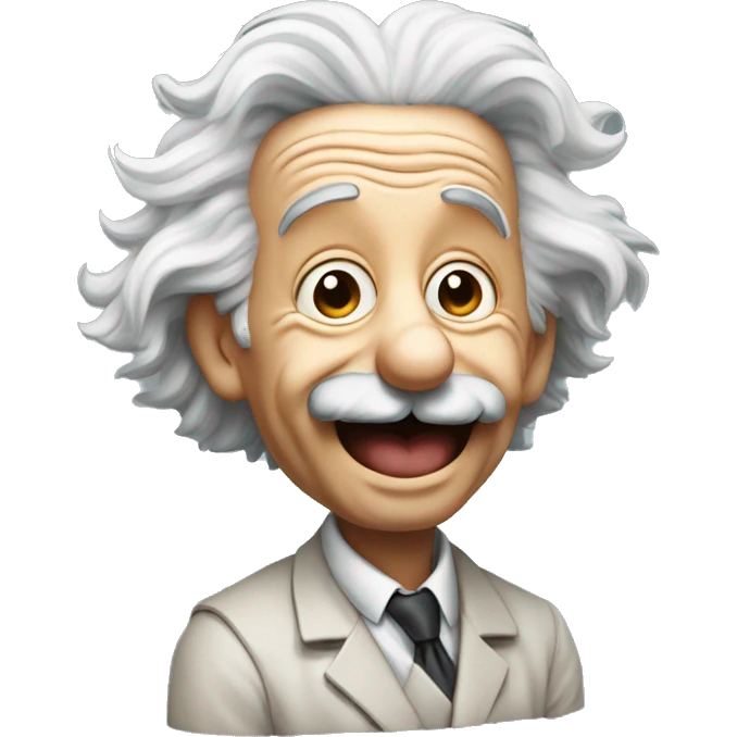 albert einstein with wawing hand and is happy emoji