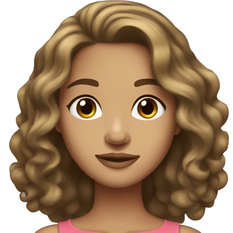 Brunette wavy hair , brown eyes, olive light skin emoji
