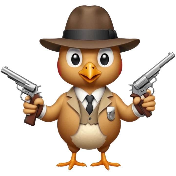 Курица Rostic’s с пистолетом будто она гангстер emoji