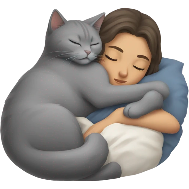 cat with gray girl sleeping  emoji