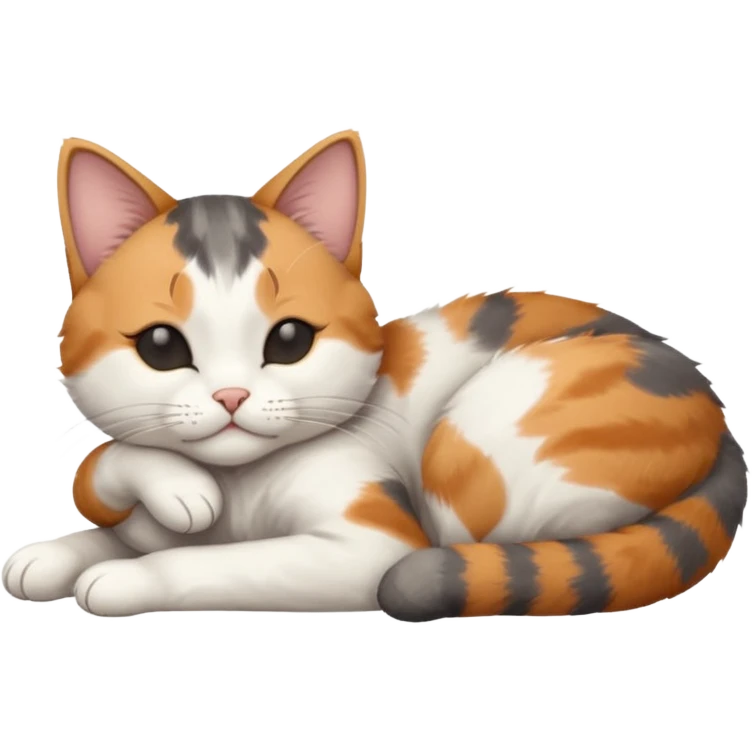 grey and white small cat with eyes closed lying down upside down with its head resting on its paw emoji