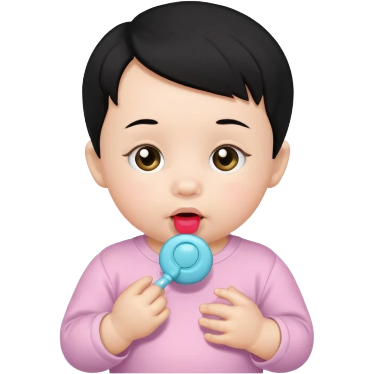 a black hair baby with pacifier emoji
