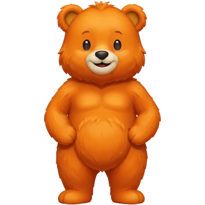 Create a orange friendly bear, make him look like from a kid cartoon and make him smile. Show his whole emoji