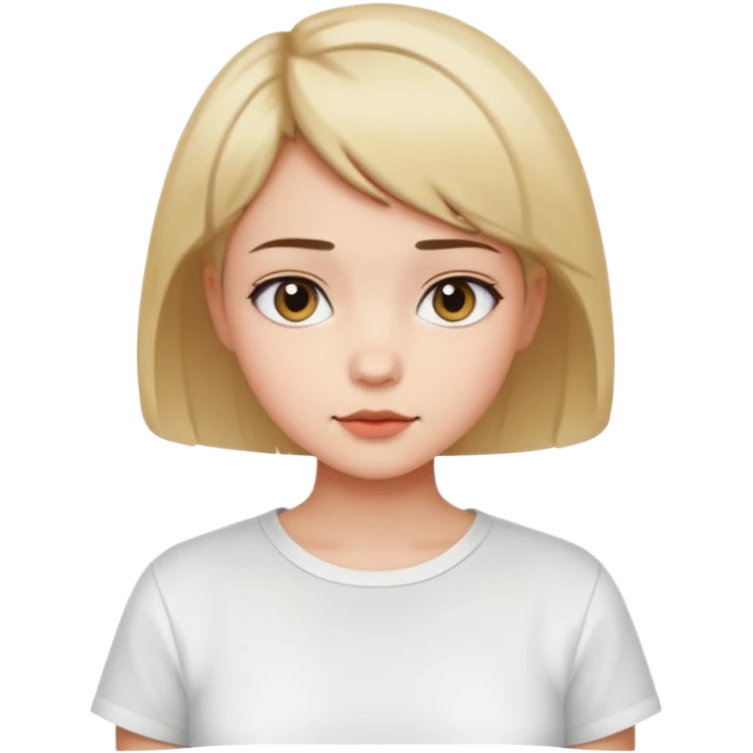 Gadis cantik, lucu, aesthetic, rambut pendek, baju putih emoji