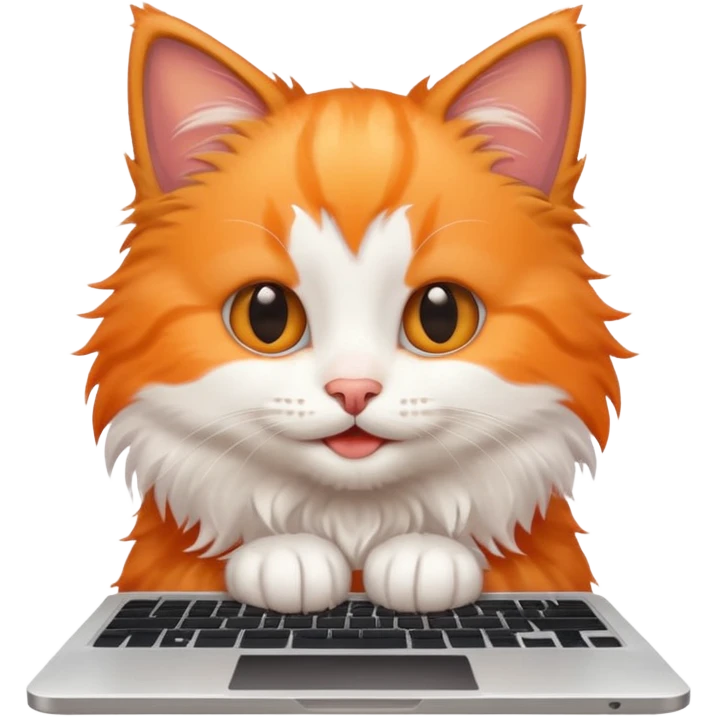 happy kitten using a laptop emoji
