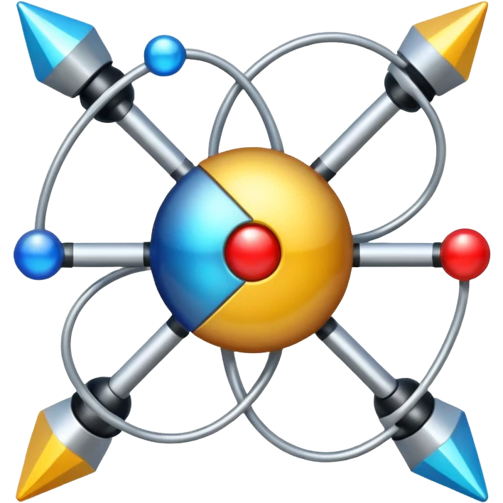 create a physics emoji which does not have any element of biology or chemistry in it. must contain hints of all the branches of physics emoji
