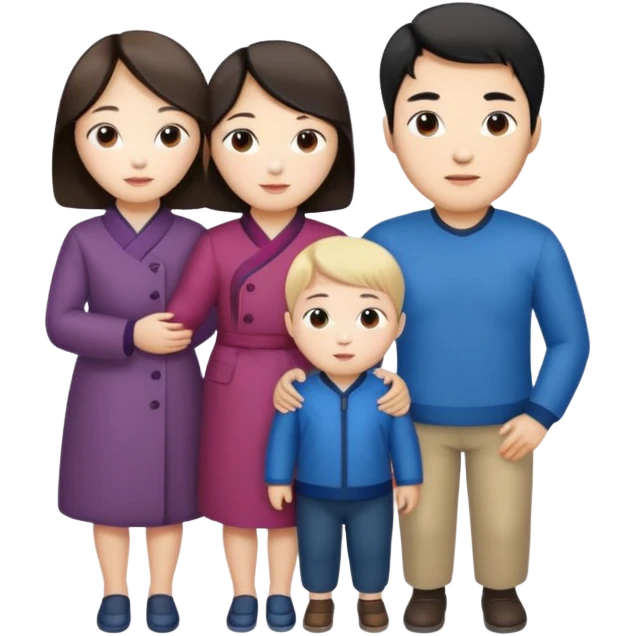 Family korean male x russian female + kid emoji