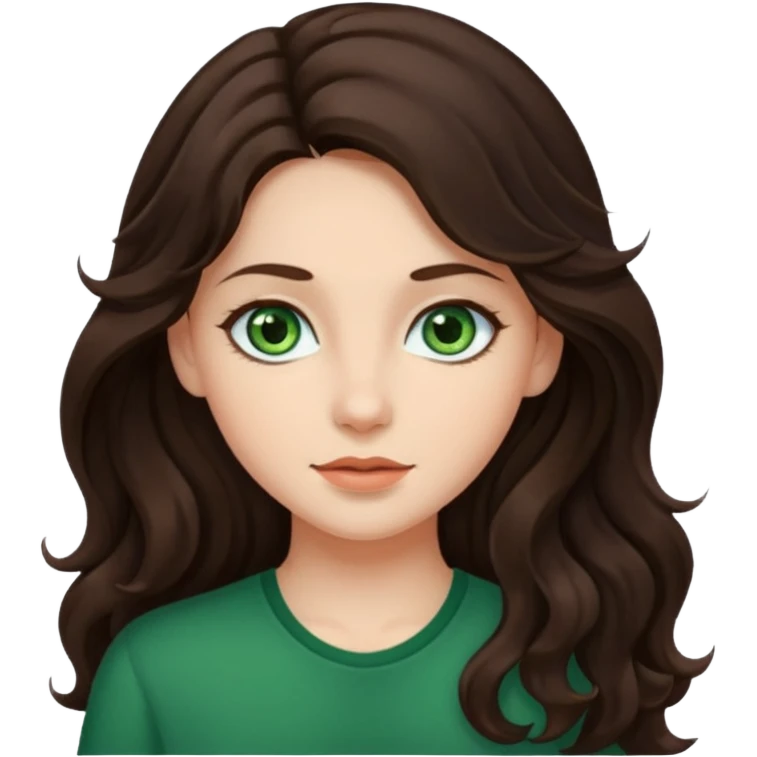 iOS style emoji. A girl with long dark brown wavy hair. emoji