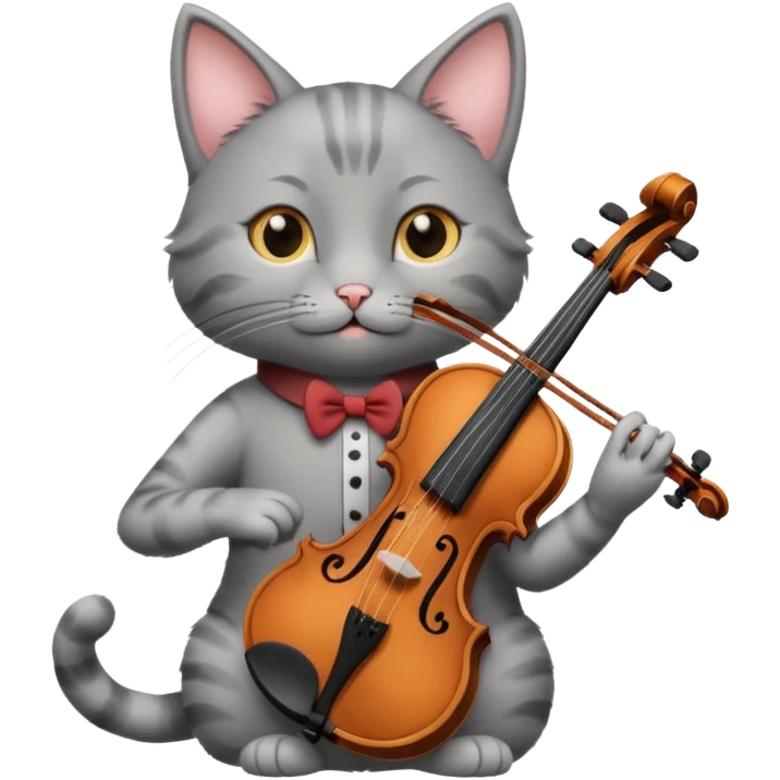 thin grey cat play violin emoji