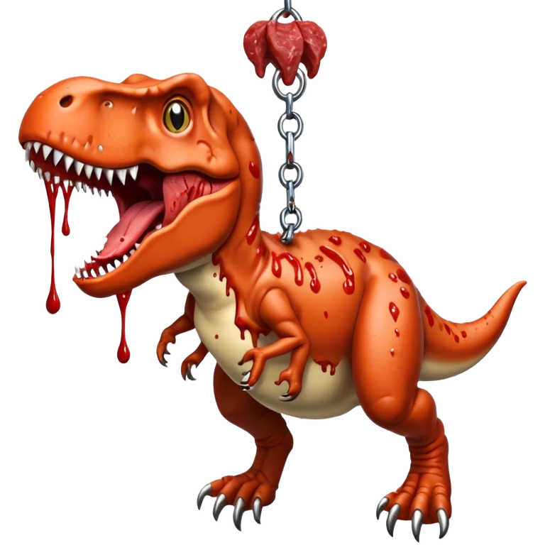 T-Rex with meat hanging from its mouth emoji
