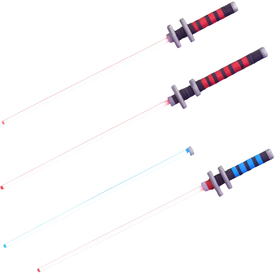 two lightsabers, one blue and one red emoji