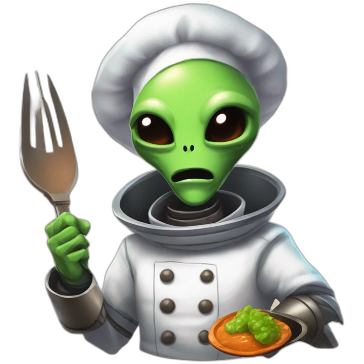 alien chef scifi roguelike rpg style inspired by slay the spire digital art emoji