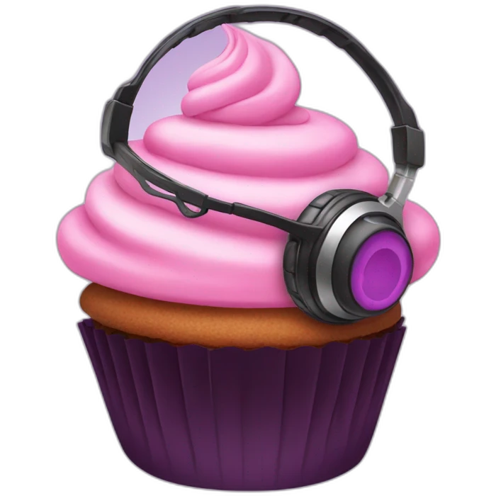 cupcake with gaming headset emoji