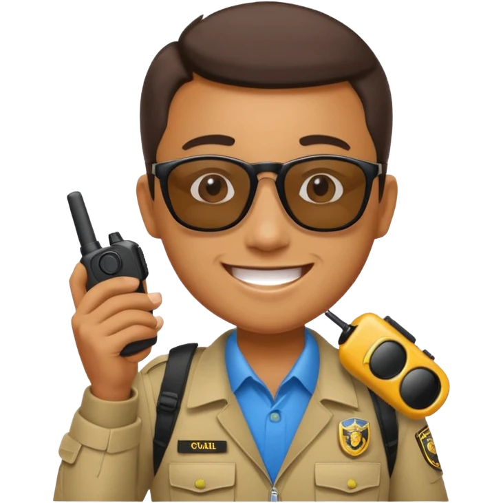 school security, sun glasses, holding walkie-talkie emoji