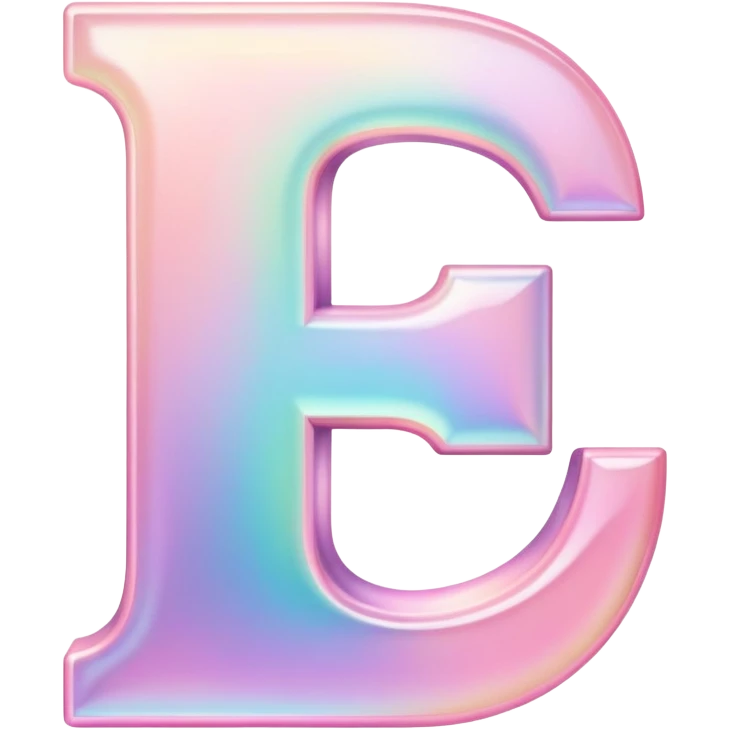 Iridescent pastel pink Font setting icon with letter E emoji