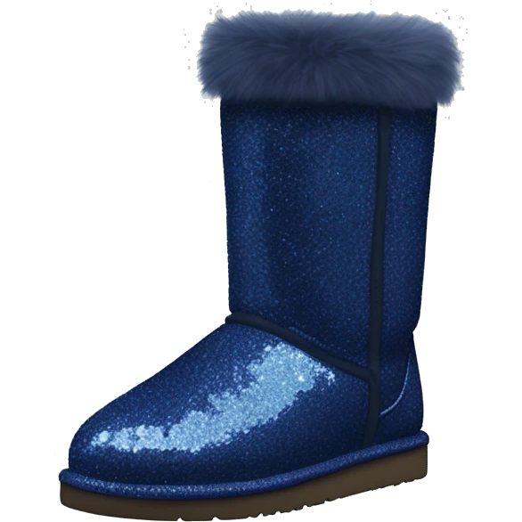 Realistic navy blue Sparkle glitter and fur Ugg boots. emoji