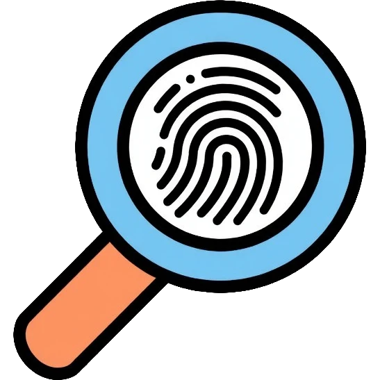 magnifying glass with fingerprint inside emoji