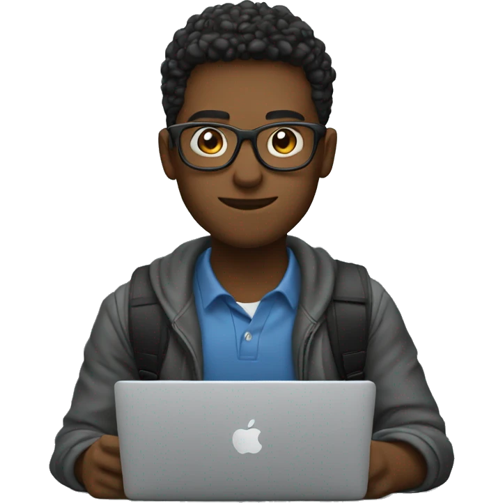 student with glasses and macbook emoji