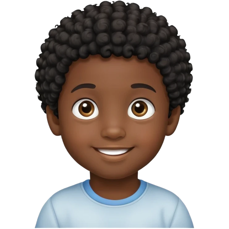 smiling face, toddler boy, African, big eyes, dark skin, black curly hair emoji