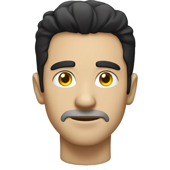 white man with black hair and yellow eye emoji