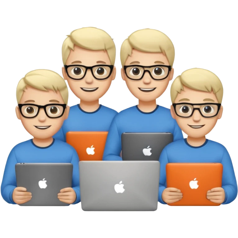 Group of 4 vibe coders, all male and white skinned  emoji
