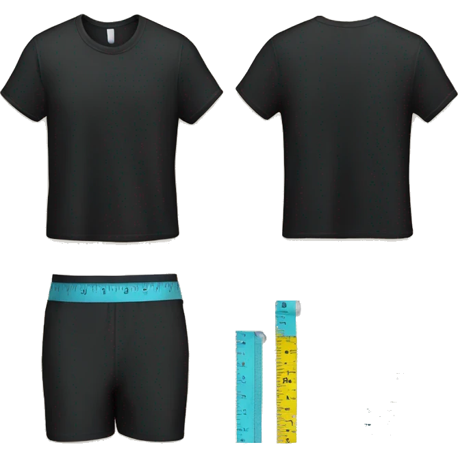 a black t-shirt and a measurement tape emoji