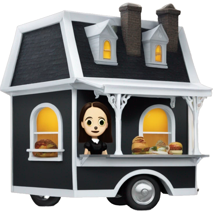 Realized Wednesday Addams haunted dream house on food truck  emoji